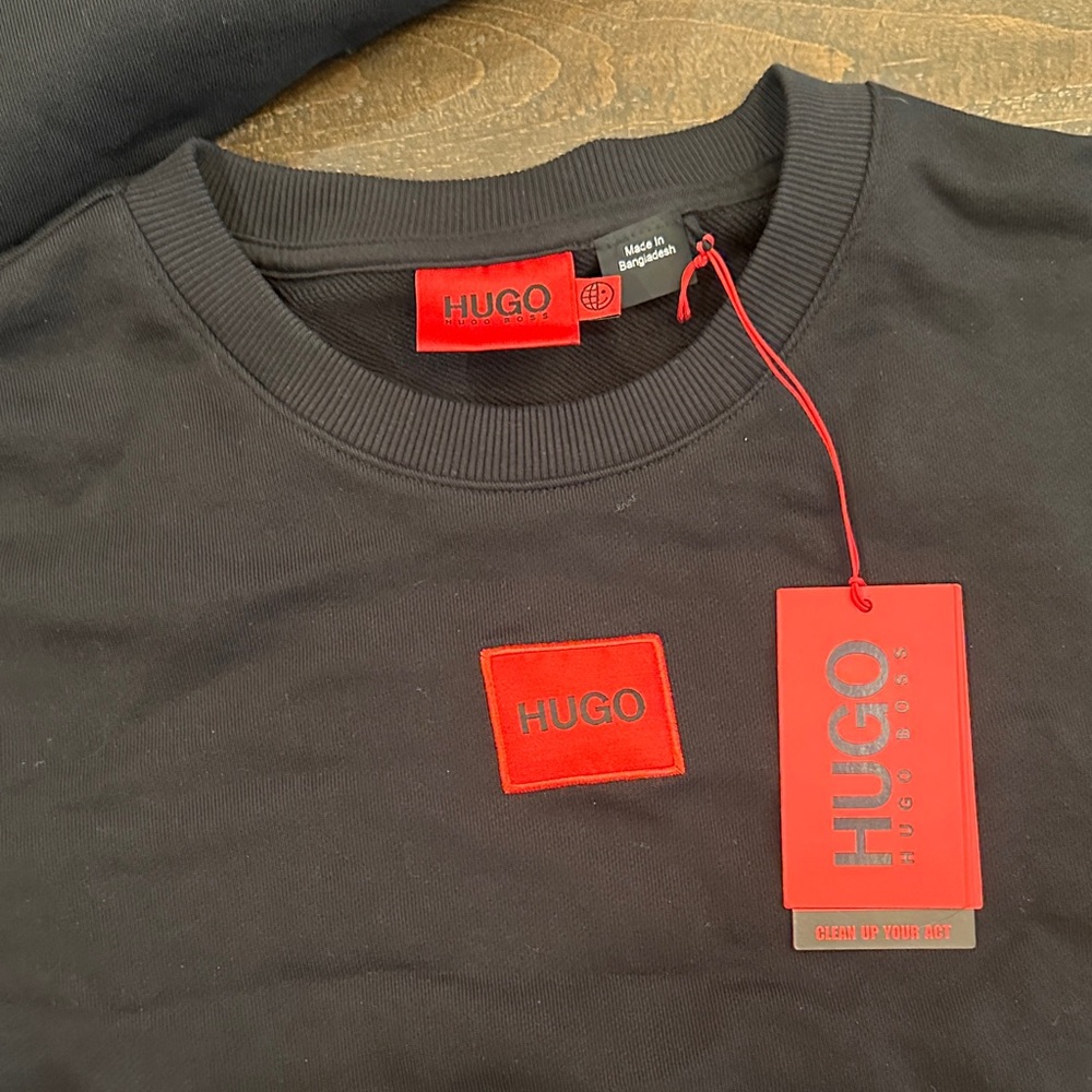 HUGO Black Crewneck with Red Accents